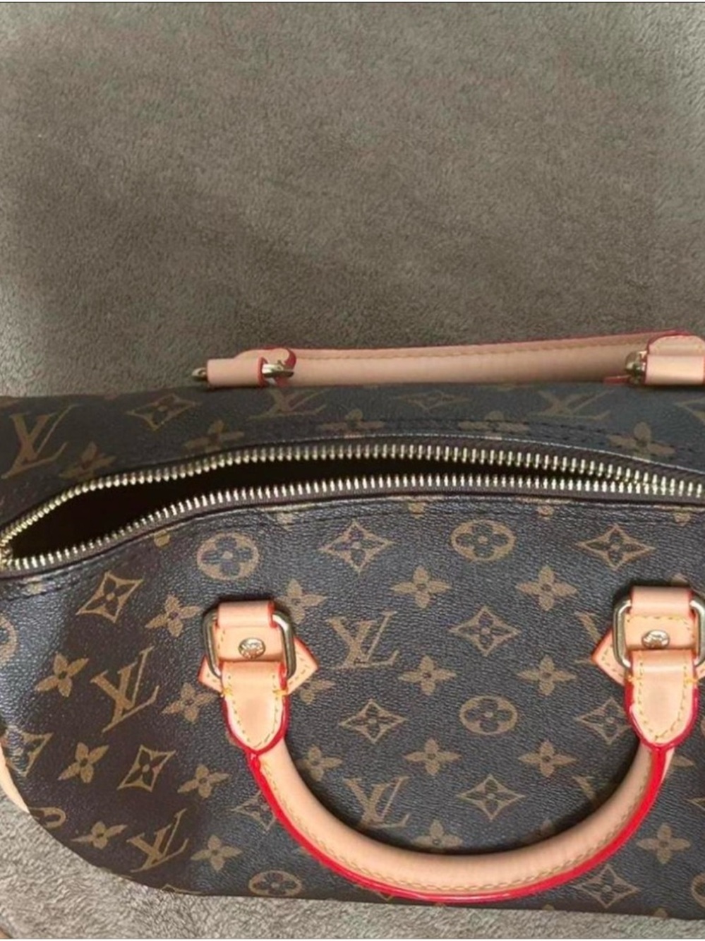 Louis Vuitton Monogram Satchel with Pale Pink Trim and Red Edge - Picture 2 of 4